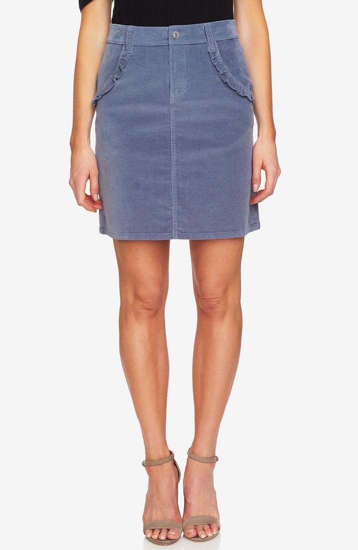 Women's Cece Ruffled Corduroy Skirt - Red