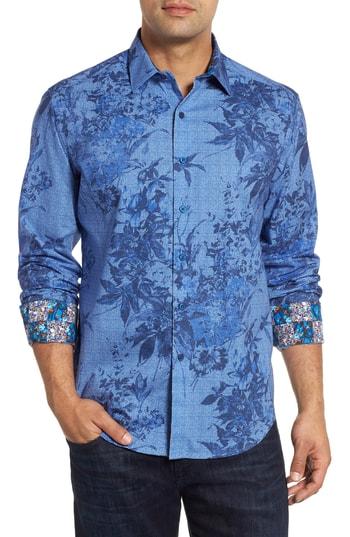 Men's Robert Graham Rowe Classic Fit Sport Shirt - Blue