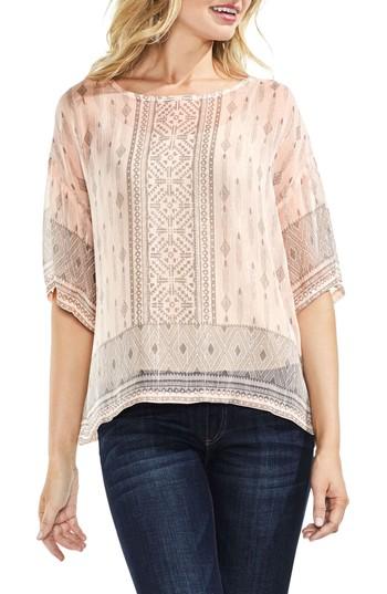 Women's Vince Camuto Delicate Diamond Geo Sheer Top, Size - Pink