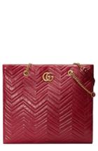 Gucci Gg Marmont 2.0 Matelasse Leather North/south Tote Bag - Red