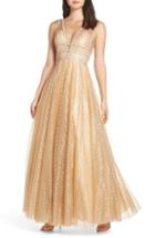 Women's Mac Duggal Sequin Illusion Neck Gown - Yellow
