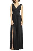 Women's Dessy Collection Surplice Ruched Chiffon Gown - Black