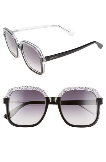 Women's Jimmy Choo 53mm Glitter Frame Sunglasses - Black Glitter/ Grey