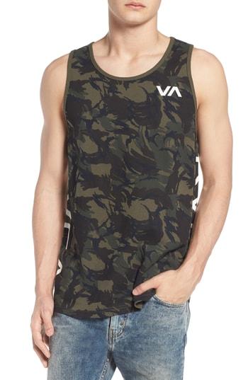 Men's Rvca Main Street Camo Tank Top - Green