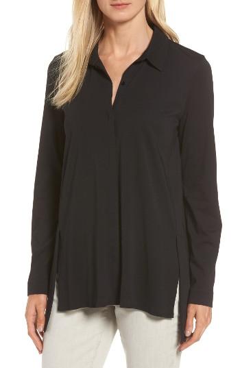 Women's Eileen Fisher Organic Cotton Knit Shirt - Black
