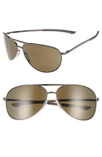 Women's Smith Serpico Slim 2.0 65mm Chromapop(tm) Polarized Aviator Sunglasses - Gold/ Brown Polar