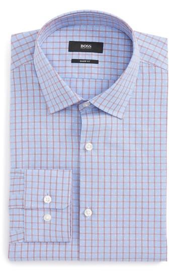 Men's Boss Marley Sharp Fit Check Dress Shirt .5 L - Red