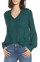 Women's Hinge Tie Neck Ruffle Blouse, Size - Green