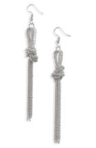 Women's Canvas Knotted Bead Chain Linear Earrings
