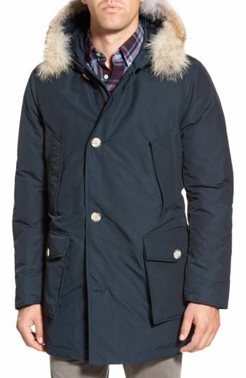 Men's Woolrich John Rich & Bros. Arctic Parka With Genuine Coyote Fur Trim - Blue