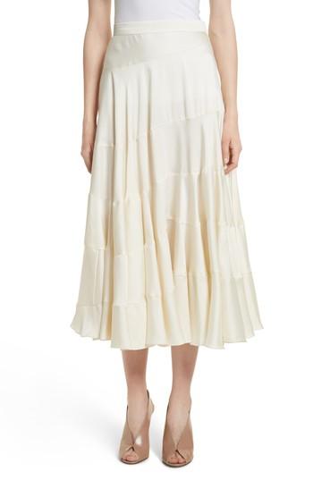 Women's Elizabeth And James Lasse Satin Paneled Midi Skirt - White