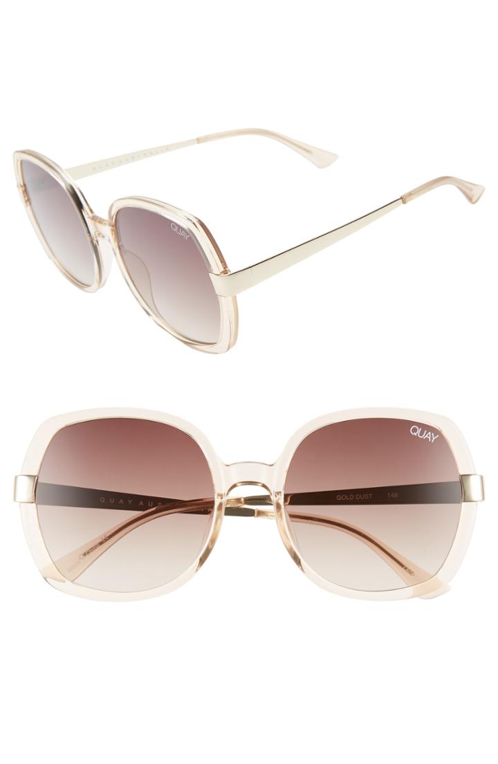 Women's Quay Australia Gold Dust 55mm Square Sunglasses - Champagne / Brown Fade
