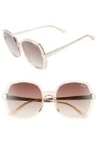Women's Quay Australia Gold Dust 55mm Square Sunglasses - Champagne / Brown Fade