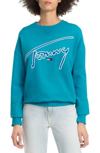 Women's Tommy Jeans Tjw Embroidered Logo Sweatshirt, Size - Blue