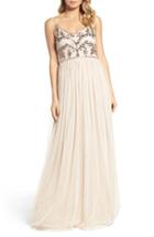 Women's Adrianna Papell Spaghetti Strap Embroidered Bodice Gown