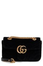 Gucci Small Gg Marmont 2.0 Matelasse Velvet Shoulder Bag - Blue