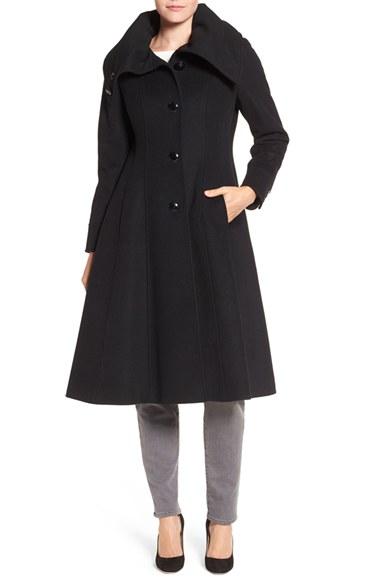 Women's George Simonton High Neck Wool Blend Long Coat