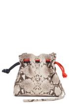 Clare V. Petite Henri Supreme Snakeskin Embossed Leather Bucket Bag - Brown
