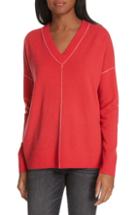 Women's Nordstrom Signature Cashmere Double V-neck Pullover - Red