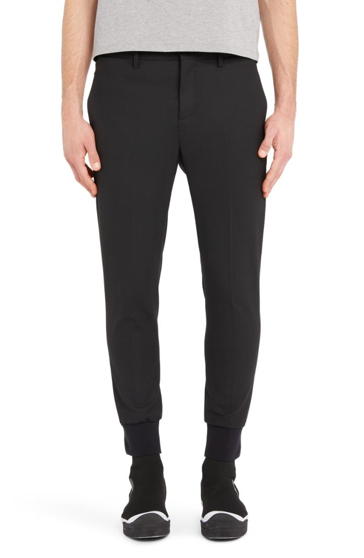 Men's Neil Barrett Ribbed Cuff Trousers Eu - Black