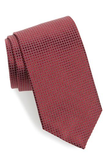 Men's David Donahue Grid Silk Tie, Size - Red