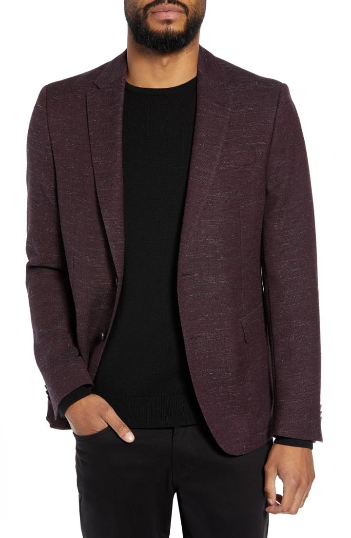 Men's Boss Nobis Trim Fit Wool Blend Blazer R - Burgundy