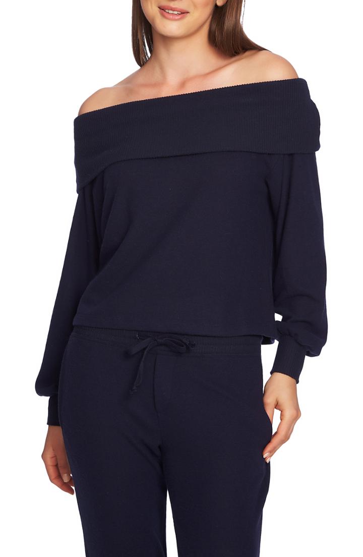 Women's 1.state Foldover Off Shoulder Top, Size - Blue