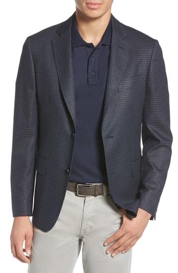 Men's John W. Nordstrom Traditional Fit Check Wool Blend Sport Coat S - Blue