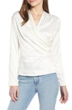 Women's Something Navy Wrap Front Jacquard Top, Size - Ivory