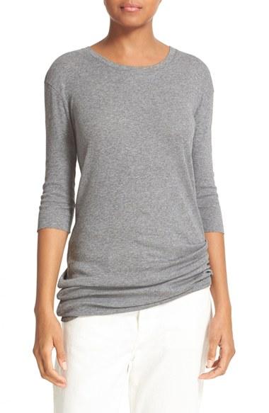 Women's Vince Elbow Sleeve Pima Cotton Tee - Grey