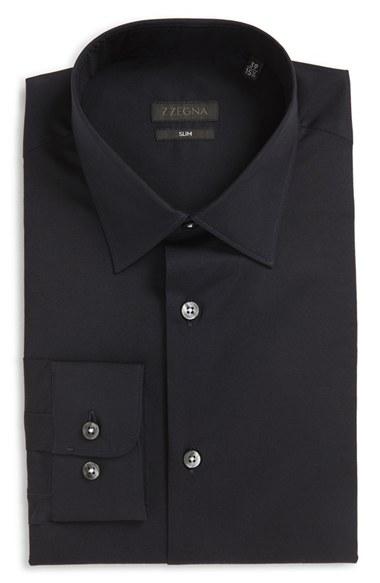 Men's Z Zegna Slim Fit Solid Stretch Dress Shirt
