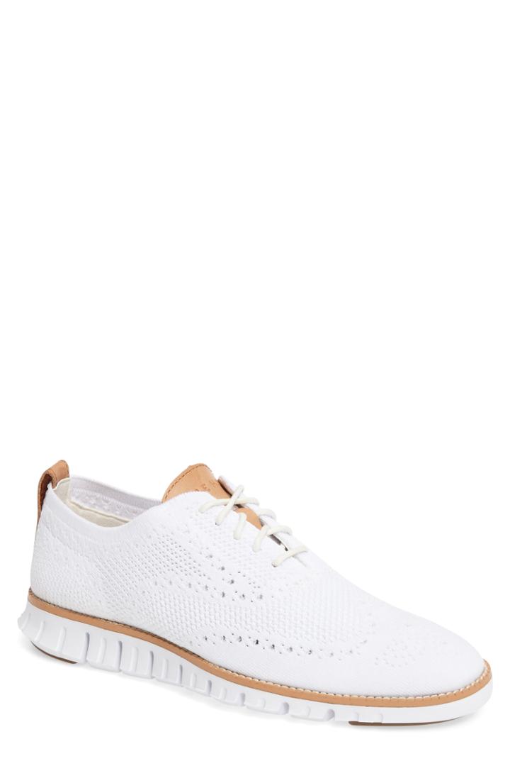 Men's Cole Haan Zerogrand Stitchlite Woven Wool Wingtip M - White
