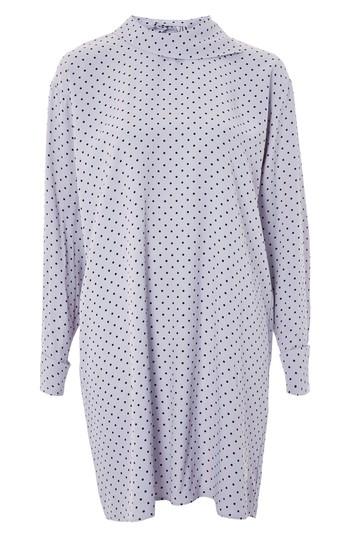 Women's Topshop By Boutique Fold Neck Spot Shift Dress Us (fits Like 0) - Metallic