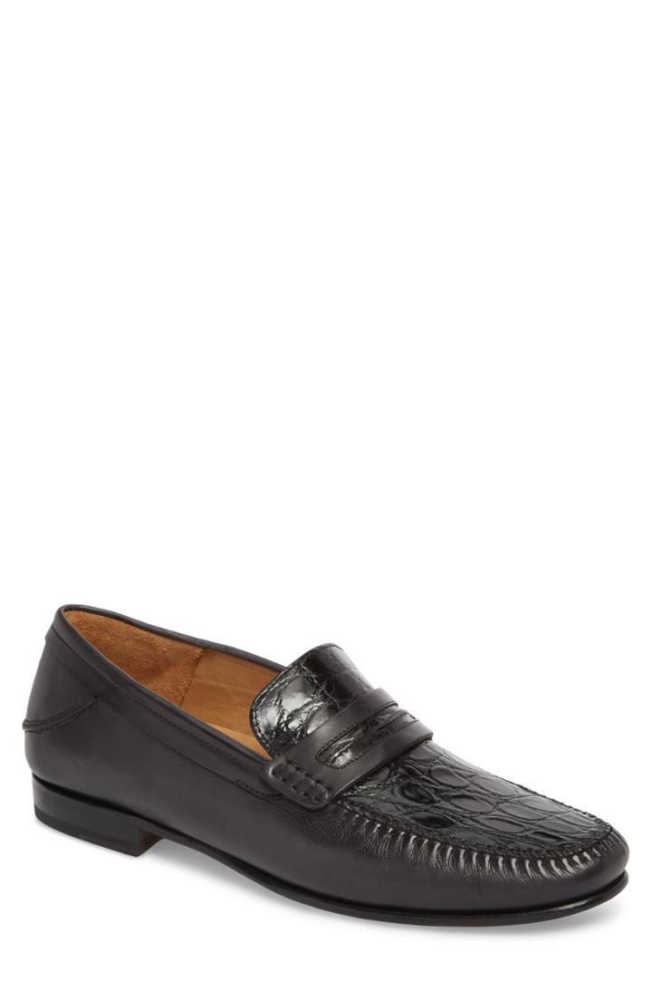 Men's Mezlan Kronos Moc Toe Penny Loafer .5 M - Black