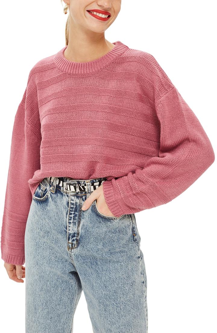 Women's Topshop Ottoman Crop Sweater Us (fits Like 6-8) - Pink