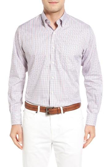 Men's Peter Millar Coastal Regular Fit Tattersall Sport Shirt - Coral