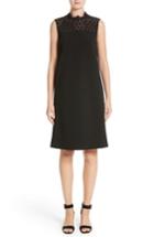 Women's Lafayette 148 New York Ines Lace Trim Shift Dress, Size - Black