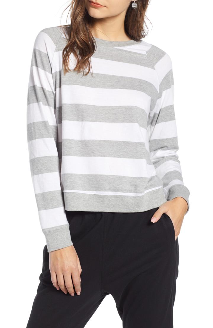 Women's Treasure & Bond Rugby Stripe Raglan Tee, Size - White