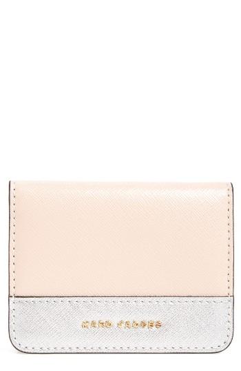 Women's Marc Jacobs Color Block Saffiano Leather Business Card Case -