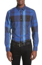 Men's Burberry Coatson Check Slim Fit Cotton & Linen Sport Shirt