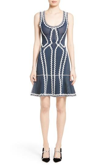 Women's Herve Leger Zigzag Flutter Hem Dress