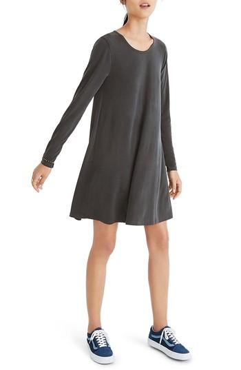 Women's Madewell Sandwashed Swingy T-shirt Dress, Size - Black