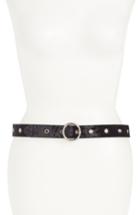 Women's Halogen Grommet Velvet Skinny Belt - Black