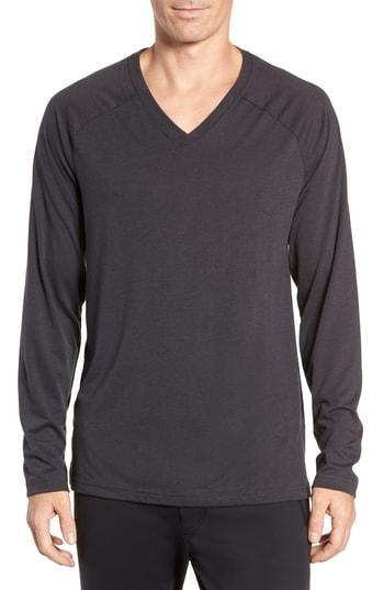 Men's Alo Triumph Long Raglan Sleeve V-neck T-shirt - Grey