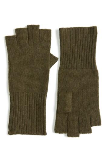 Women's Halogen Cashmere Fingerless Gloves, Size - Green