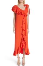 Women's Ganni Clark Ruffle Maxi Dress Us / 34 Eu - Red