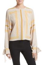 Women's Derek Lam 10 Crosby Print Silk Blouse - Yellow