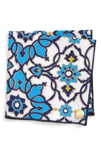 Men's Armstrong & Wilson Golden Gate Cotton Pocket Square, Size - Blue