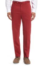 Men's Incotex Flat Front Solid Cotton Blend Trousers R - Red