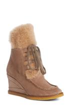 Women's Chloe Peggy Genuine Shearling Wedge Bootie Us / 36eu - Beige